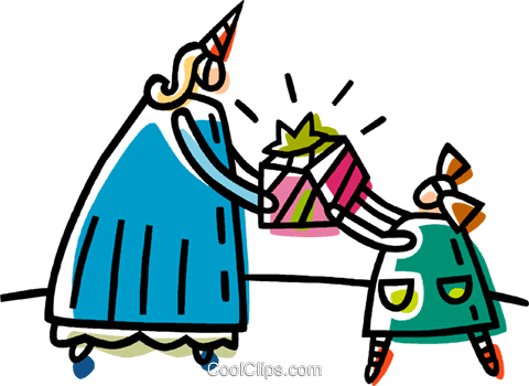 Person Giving A Child A Present Royalty Free Vector - Person Giving A Child A Present Royalty Free Vector (480x350)