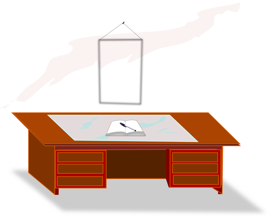 Table Desk Office School Education - Clip Art (932x750)