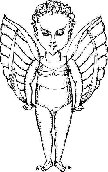 Free Vector Winged One Clip Art - Engel Zum Ausmalen (372x594)