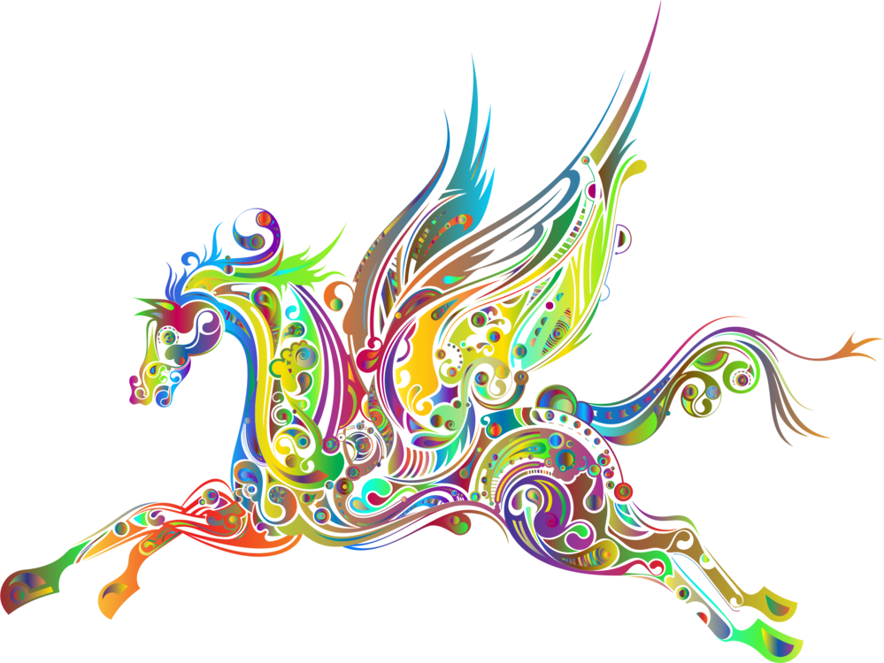 Flying Horses Pegasus Drawing Abstract Art - Flying Horse Abstract (999x750)
