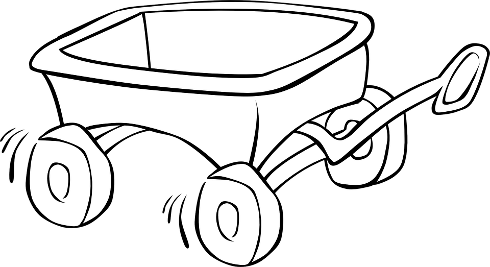 Wagon Vector Kids Png Free Library - Wagon Clip Art Black And White (960x523)
