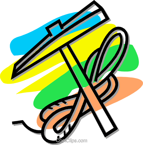 Climbing Pick-axe And Rope Royalty Free Vector Clip - Clip Art (475x480)