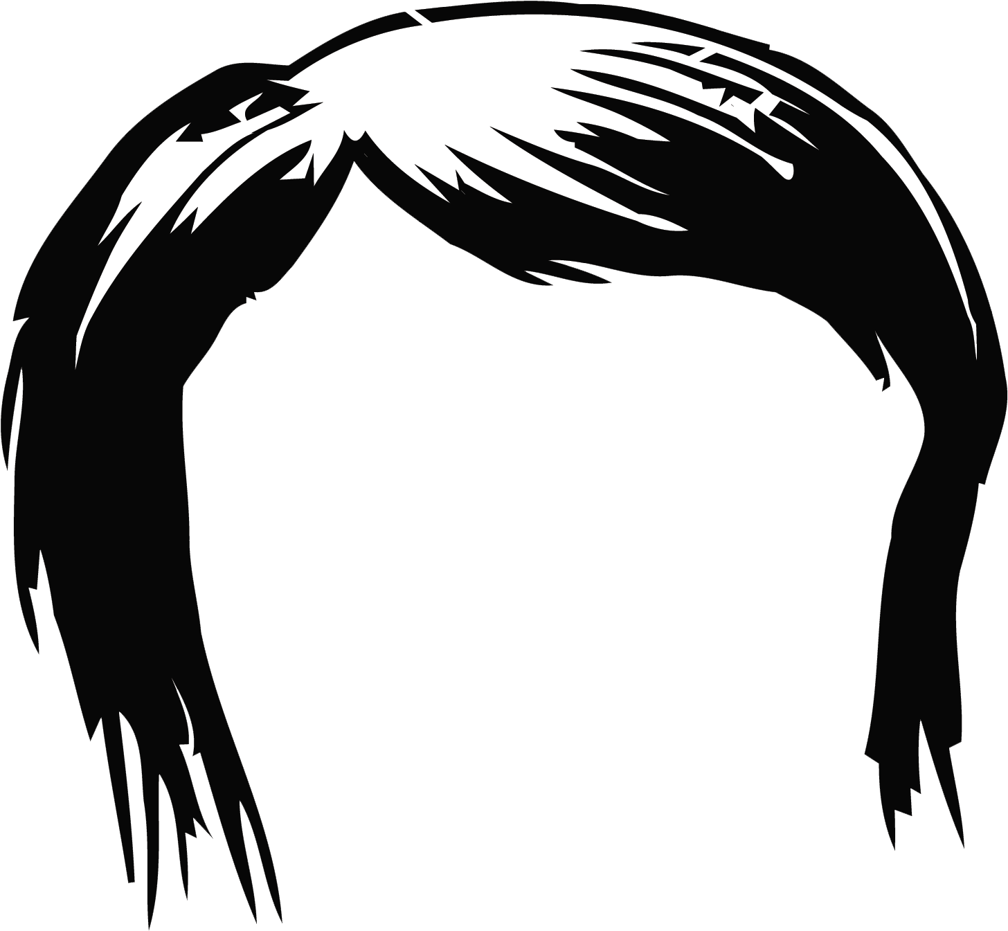 Component Female Black Hair Only Styled L - Girl Troll Face Png (1500x1403)