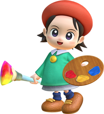 Heroes And Supporting Characters - Kirby Star Allies Adeleine And Ribbon (350x382)