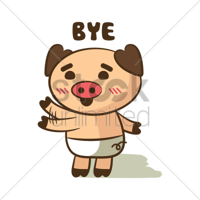 Cartoon Pig Waving Goodbye Ve - Waving Goodbye Piug (400x400)