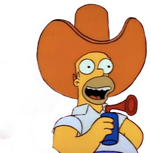 Homer Homersimpson Cowboy Aesthetic Thesimpsons Hot - Homer Simpson Big Cowboy Hat (492x501)
