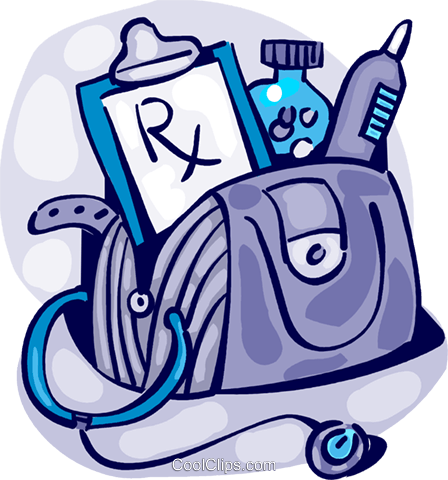 Doctor's Bag Royalty Free Vector Clip Art Illustration - Medical Bag Clipart (448x480)