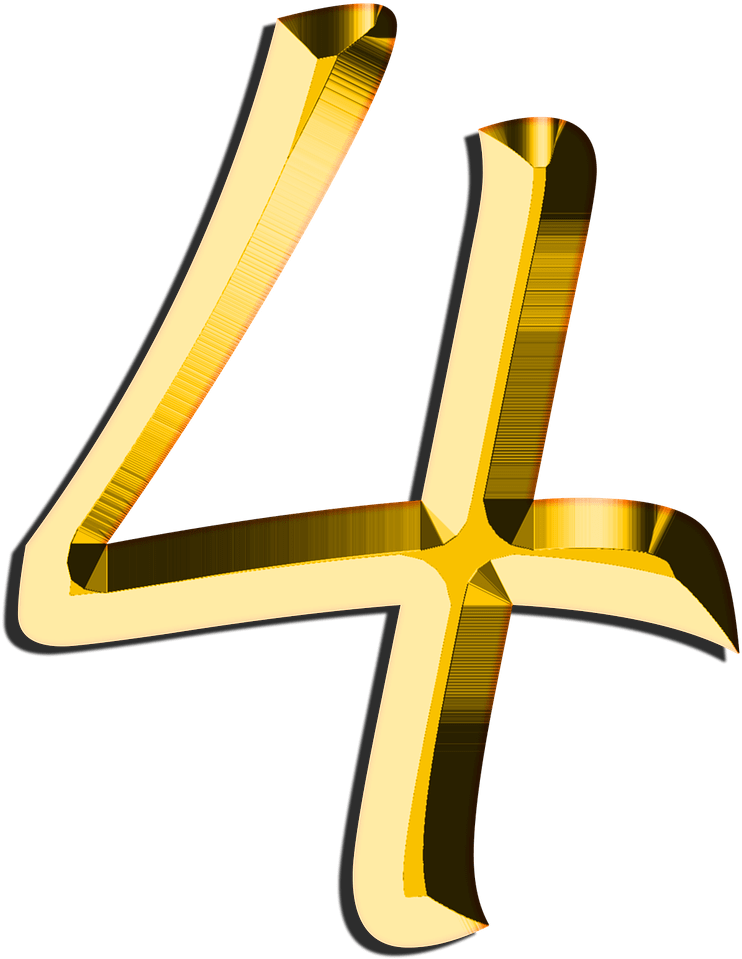 Image Art Number Transprent - Golden Number 4 Transparent (1271x1280)