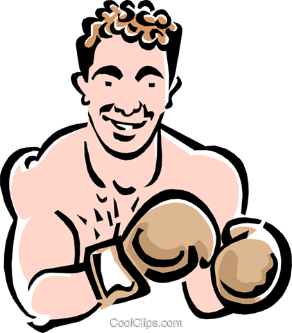 Boxer Sparring Royalty Free Vector Clip Art Illustration - Boxing Cartoon (421x480)