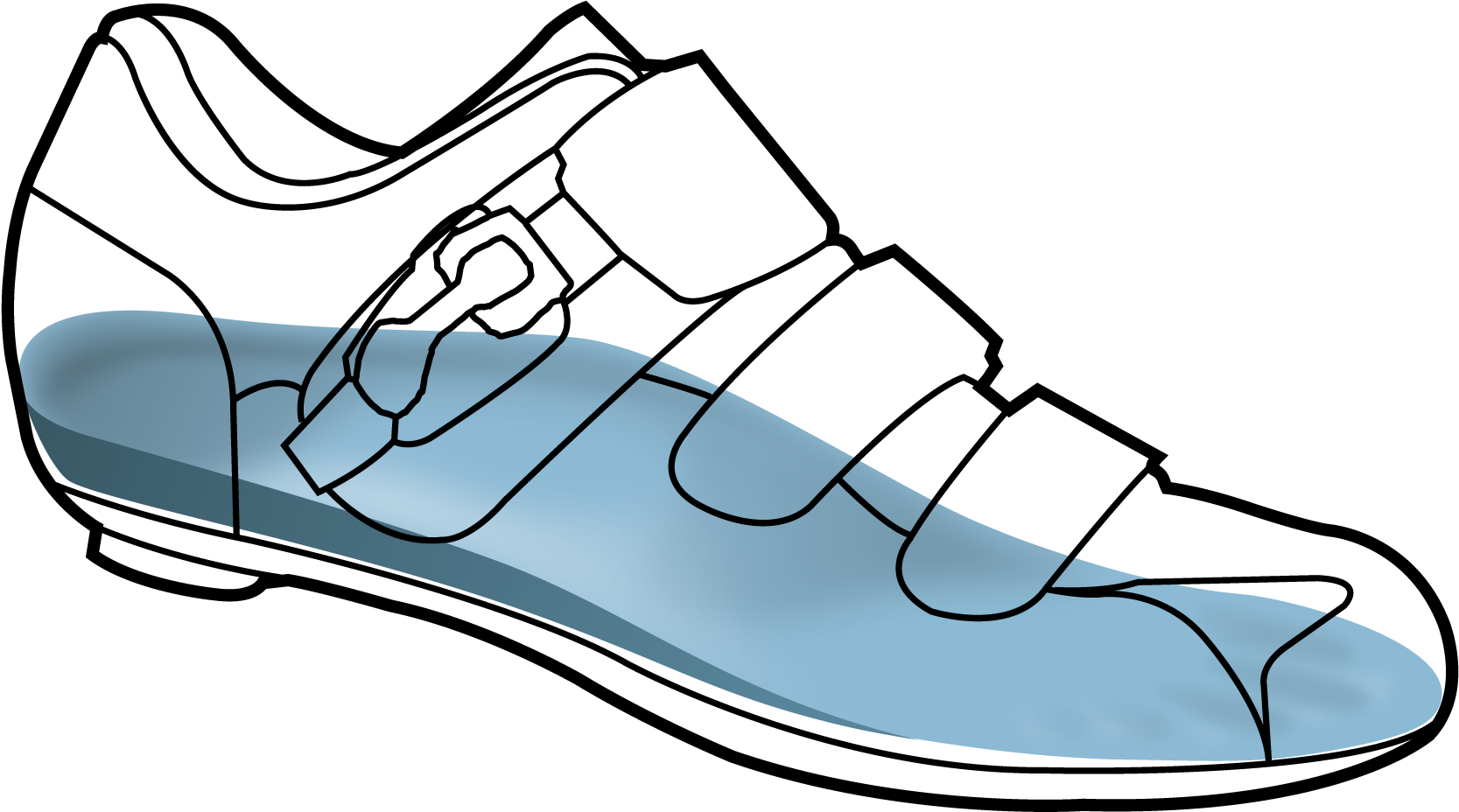 Cycling Shoe Black Outline - Line Art (1863x1001)