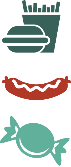 Clip Transparent What Causes Different Forms Of Malnutrition - Burger And Fries Vector Png (250x585)
