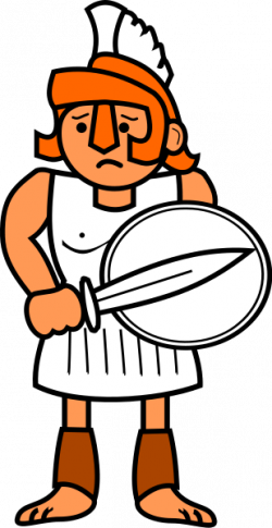 Roman Clipart Simple - Greek Soldier Clipart (250x485)