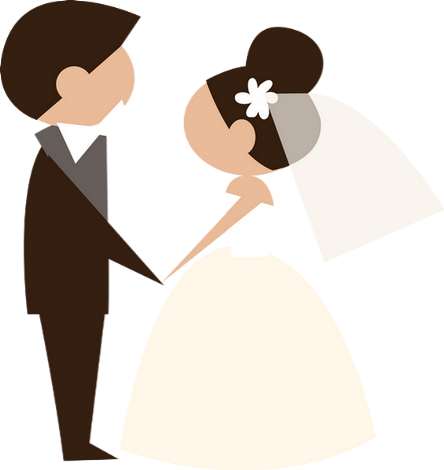 Wedding Clipart - Groom And Bride Cartoon Png (444x470)
