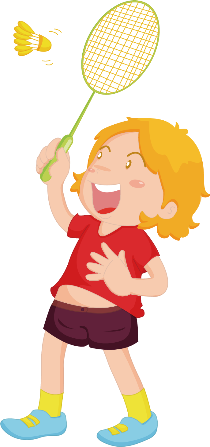 Badminton Clipart Child - Children Playing Badminton (686x1456)