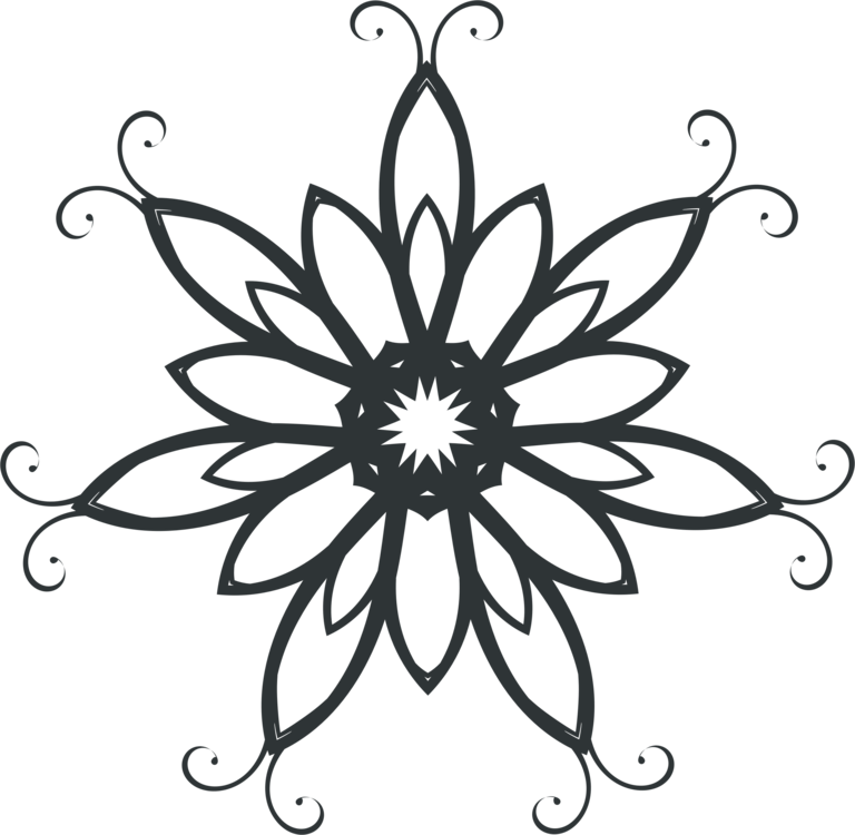 Drawing Computer Icons Silhouette Art - Floral Sun Circle Silhouette (768x750)