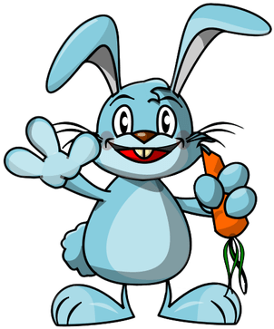 Tag For Cute Rabbit Clipart Litle Pups Bunny Clip Art - Rabbit With Carrot Cartoon Png (315x420)