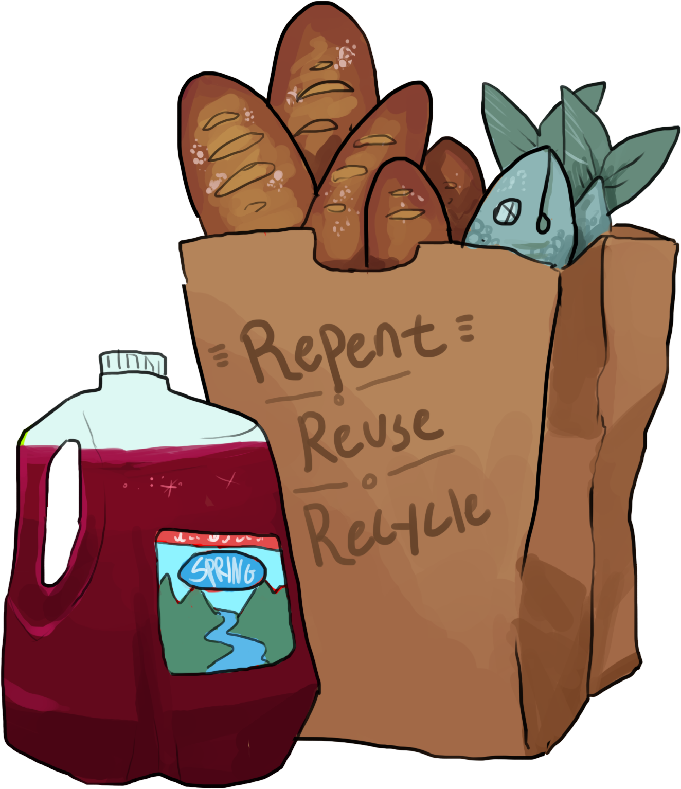 Repent, Reuse, Recycle - Illustration (1800x1800)