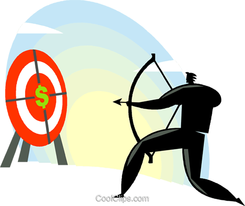Businessman Archer Royalty Free Vector Clip Art Illustration - Cartoon On Business Objectives (480x404)