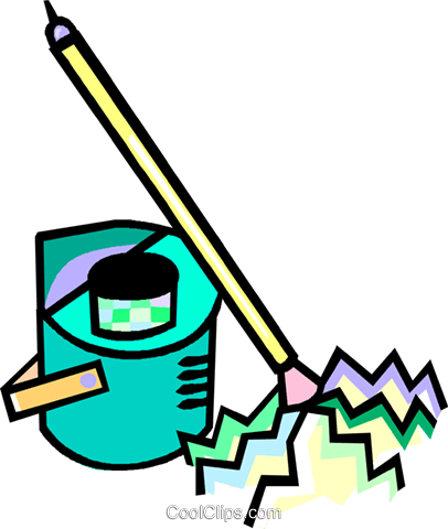 Bucket And Mop Royalty Free Vector Clip Art Illustration - Bucket And Mop Royalty Free Vector Clip Art Illustration (406x480)