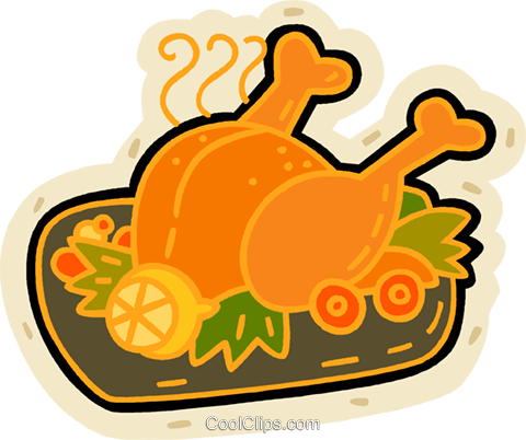 Roast Turkey Royalty Free Vector Clip Art Illustration - Turkey Meat (480x402)