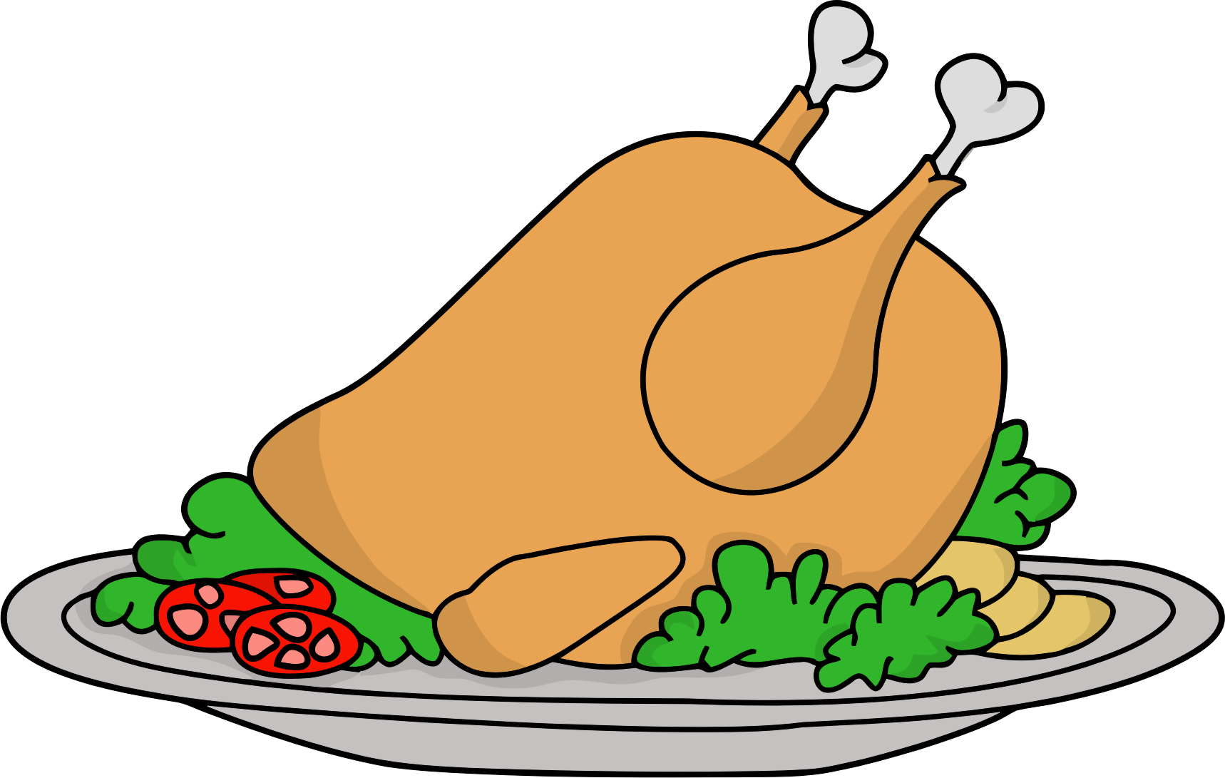 Oven-roasted Turkey On A Platter By Jonathan357 - Turkey On A Platter Clip Art (1718x1091)