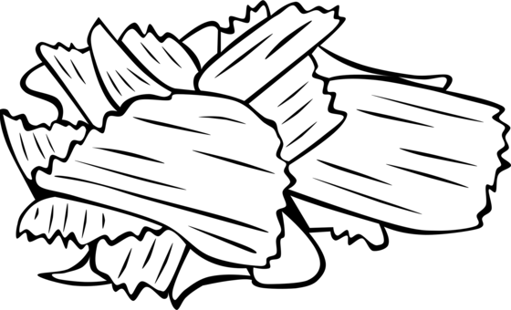 Potato Chip Snack French Fries Black And White - Potato Chips Clip Art (560x340)