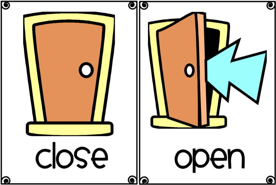 Download Open And Close Worksheets For Preschool Clipart - Open The Door Flashcard (900x624)