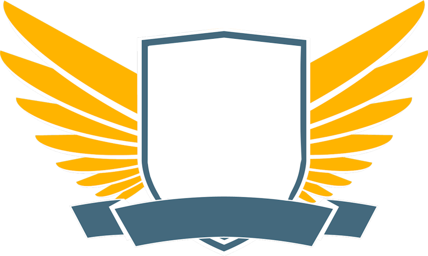Shield Wing Black And White Png Image - Shield Wings Vector Png (859x515)
