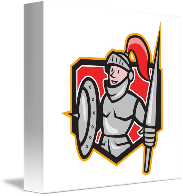 Knight Shield Lance Crest Cartoon Shower Curtain (606x650)