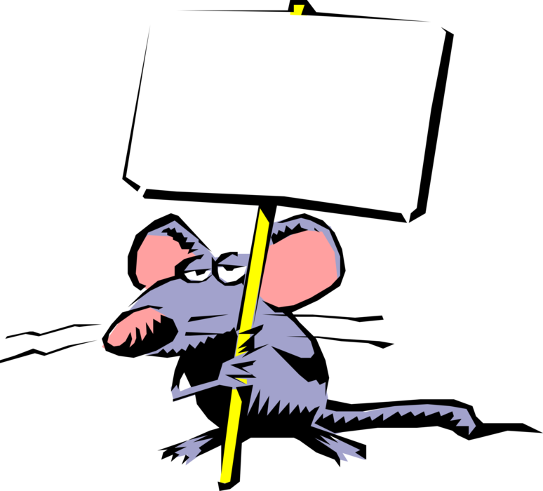 Cartoon Mouse With Placard Royalty Free Vector Clip - Cartoon Rat Holding Sign (774x700)