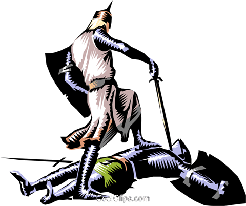 Knights In Battle Royalty Free Vector Clip Art Illustration - Medieval Handshake Knight (480x402)