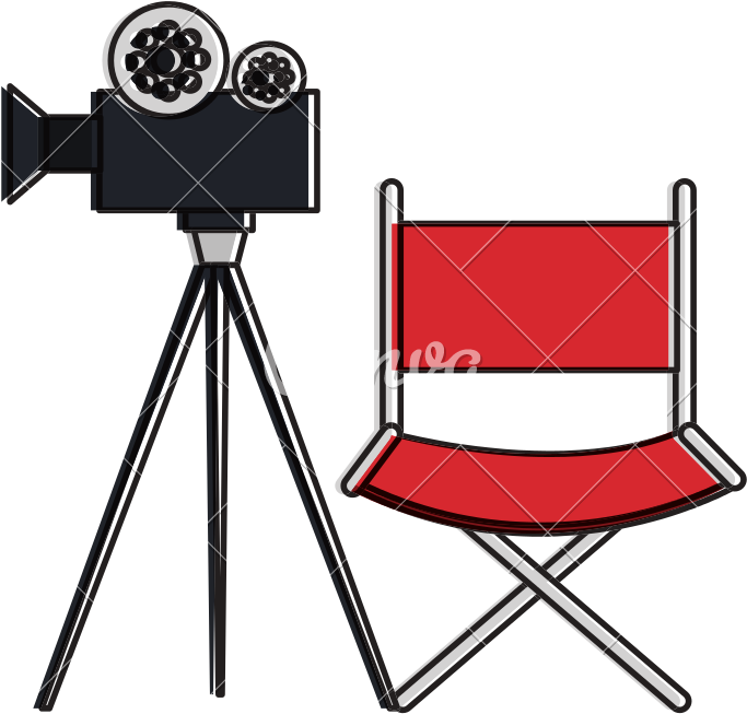 Film Video Camera With Director Chair - Telecamera Con Microfono Stilizzata (800x800)