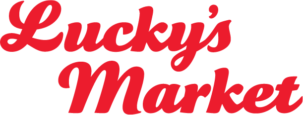 Grocery Hey Transparent Background - Luckys Market Logo Png (611x233)