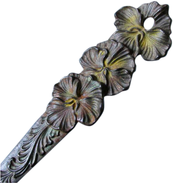 Lovely Antique Art Nouveau Letter Opener With Pansy - Artificial Flower (613x613)