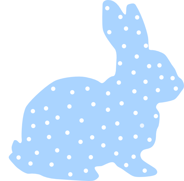 Blue Bunny Polka Dot Silhouette Clip Art At Clker - White Rabbit Icon Png (600x588)
