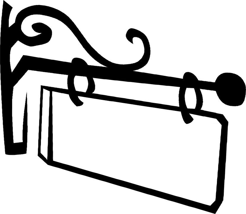 Blank Cliparts Shop Of Library - Hanging Sign Post Clipart (830x720)