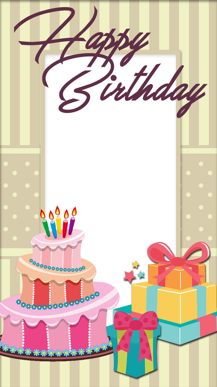 Birthday Frames - Birthday Cake With Photo Frame (720x1280)