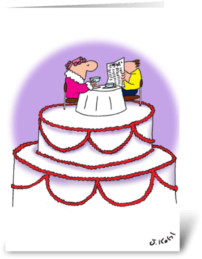 Wedding Cake Greeting Card - Cartoon Wedding Cake (350x396)