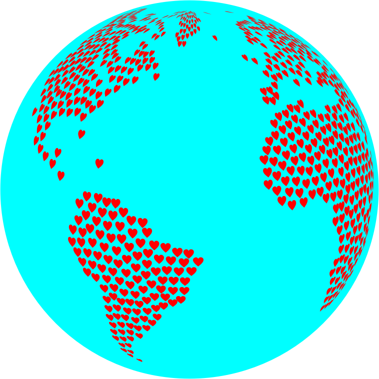 Clipart Hearts Globe With Ocean World Physical Geography - Clip Art (758x758)