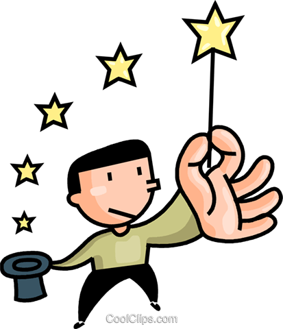 Magician Waving His Magic Wand Royalty Free Vector - Magician (413x480)