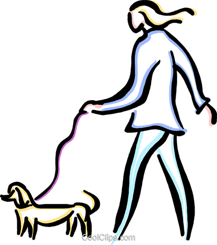 Person Walking The Dog Royalty Free Vector Clip Art - Walking The Dog (425x480)