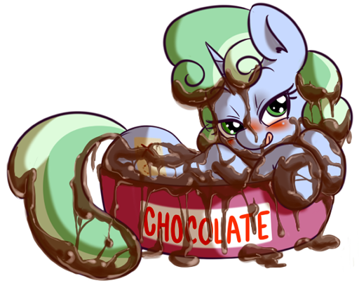 Anibaruthecat, Bedroom Eyes, Blushing, Chocolate, Chocolate - Cartoon (512x512)