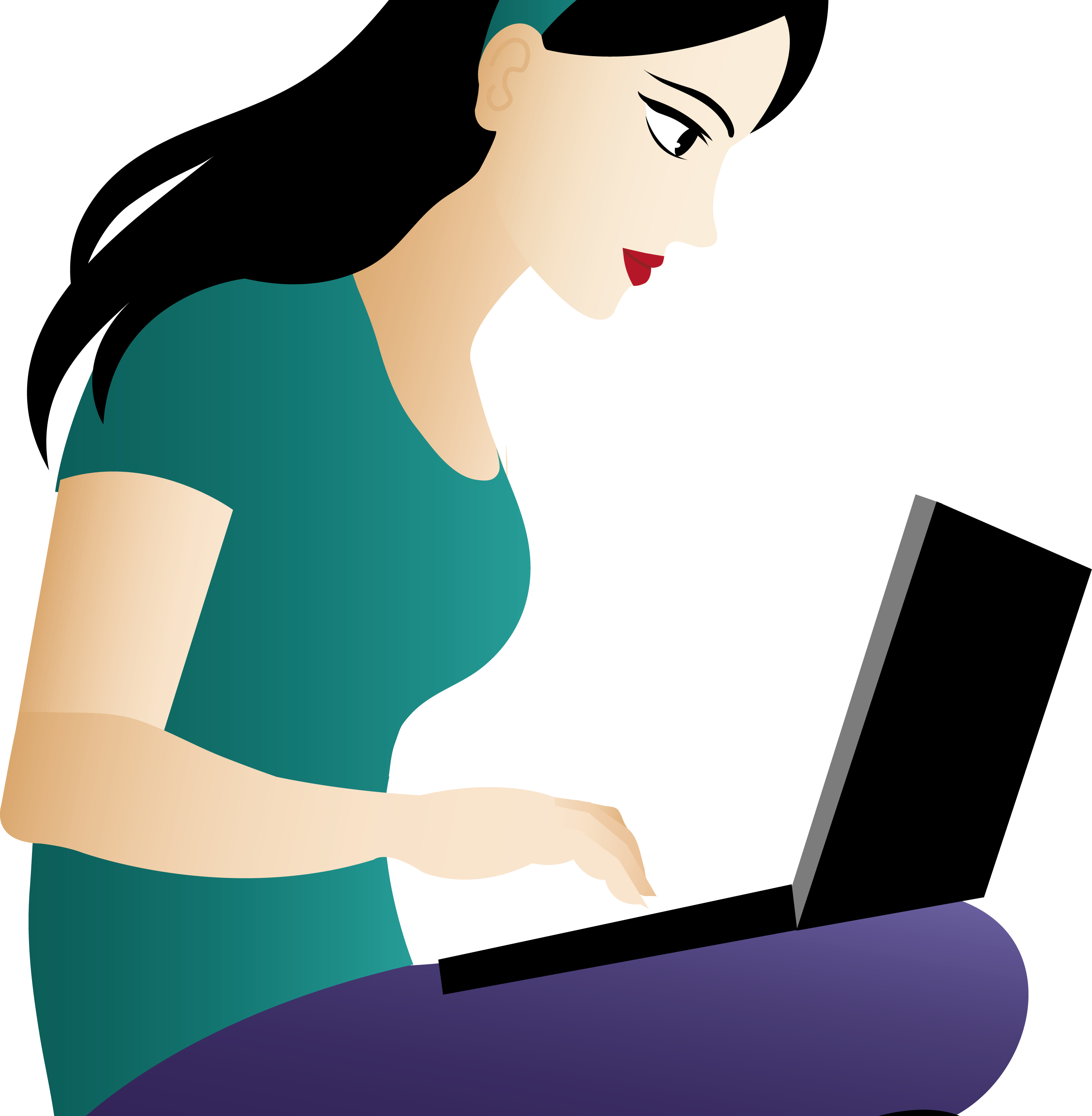 Girl On Computer Free Download Best X - Girl With Laptop Cartoon (2935x3000)