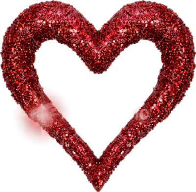 Glitter Red - Red Glitter Heart Transparent (400x392)