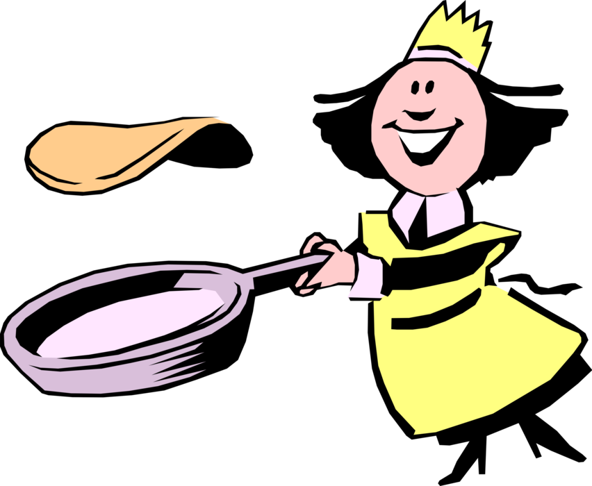Vector Illustration Of Female Chef Flips Pancake Or - Pannenkoeken Bakken (852x700)