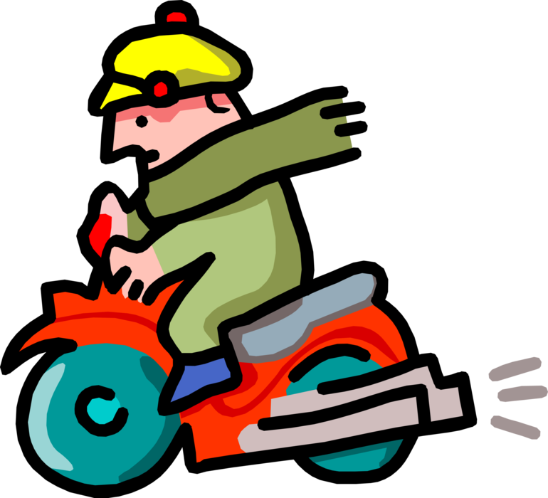 Vector Illustration Of Motor Scooter Motorcycle And - Dibujo Piloto De Moto (770x700)