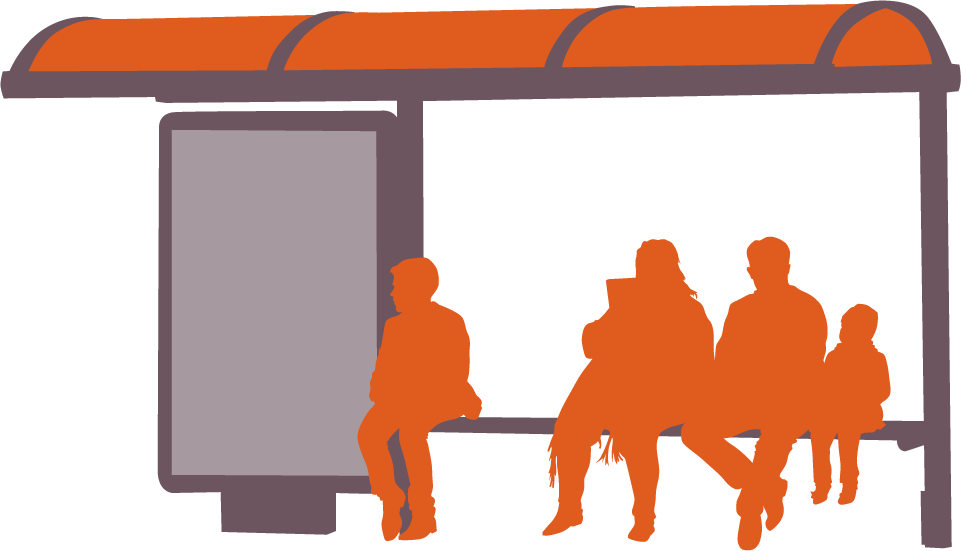 Bus Stop 2 Orange - Bus Station Silhouette (961x551)