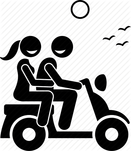 Happy Lover Couple Activities By Gan Khoon - Motorcycle Couple Icon (443x512)