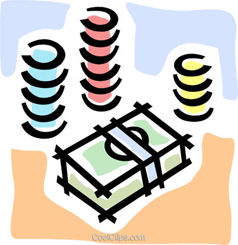 Poker Chips And Cash Royalty Free Vector Clip Art Illustration - Casino Token (468x480)