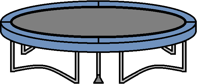 Clip Black And White Trampoline Clipart - Cartoon Trampoline Transparent Background (643x273)